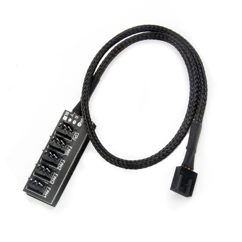 

Кабель-разветвитель (хаб) для вентиляторов охлаждения ЦП/корпуса ПК, 4-контактный PWM, 1-5 портов, в оплетке