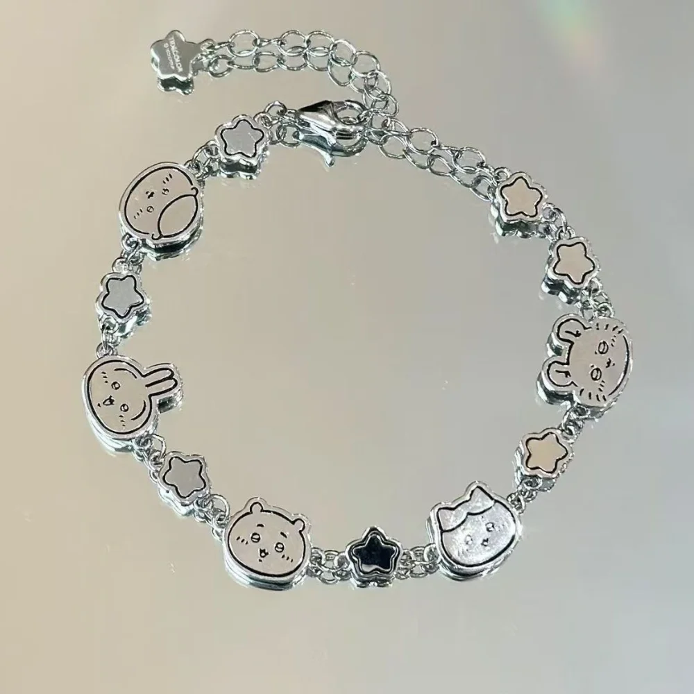 Chiikawa Beaded Bracelet, Usagi & Hachiware Cartoon Wrist Jewelry, Matching Birthday Gift for Student Girls & Besties ﻿
