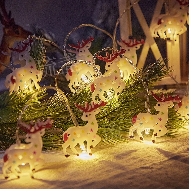 Christmas String Lights Hanging Star Snowflake Snowman Lights Strip Balls Ornaments Lamps for Christmas Tree Home Outdoor Decors