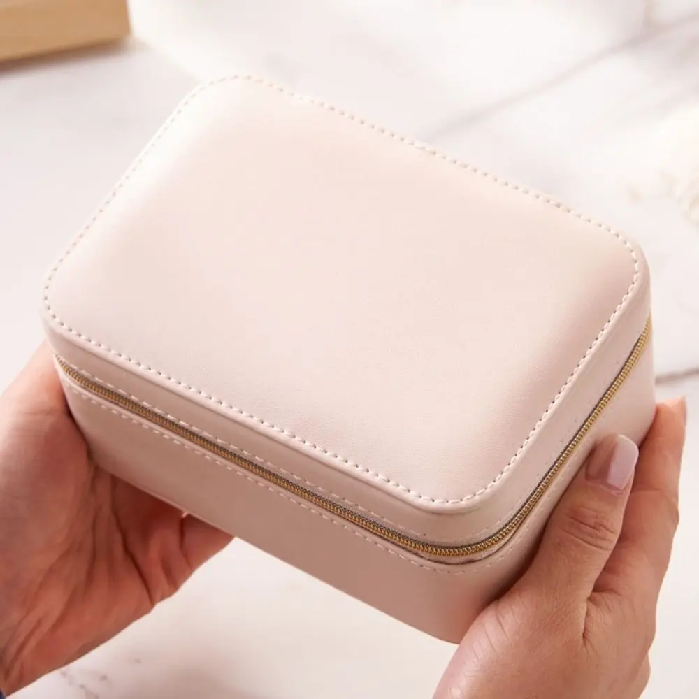 

Fashion Double Layer Jewelry Storage Case Zipper PU Leather Jewelry Boxes Multi-function Portable Jewelry Organizer Gifts