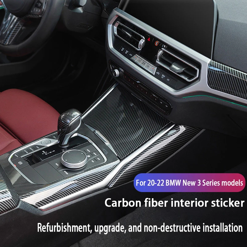 

For BMW 3 Series 4 Series G20 G21 G22 2020-2022 ABS Carbon Fiber Car Gear Panel Cover Interior Kit Trim Stickers Car Accessoires
