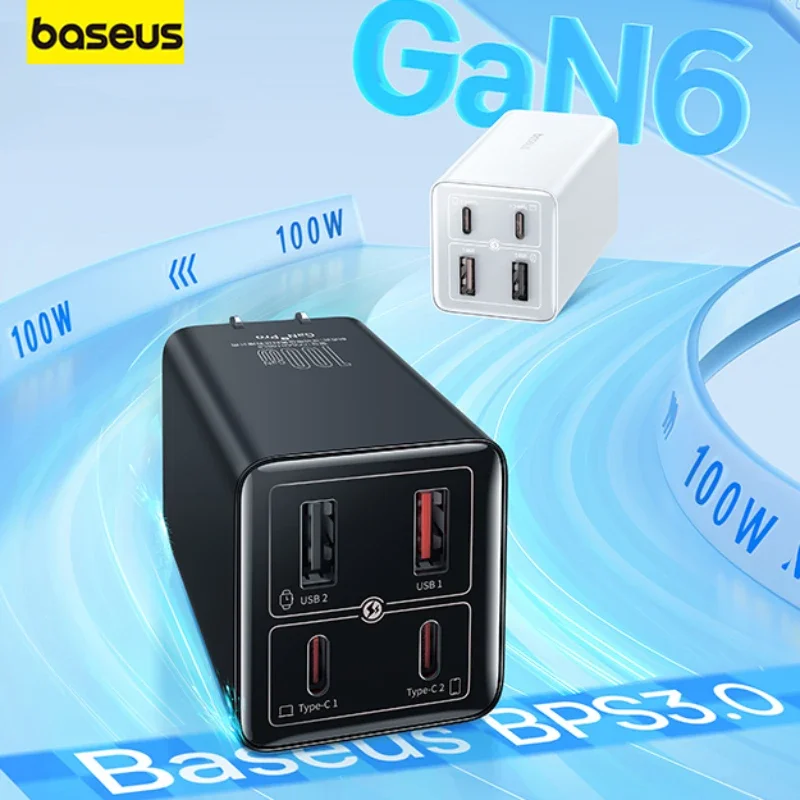 Baseus 100W Gallium Nitride Charger Fast Charging Dual Type-C Data Cable PD Laptop for iPhone15promax Android  Huawei iPad