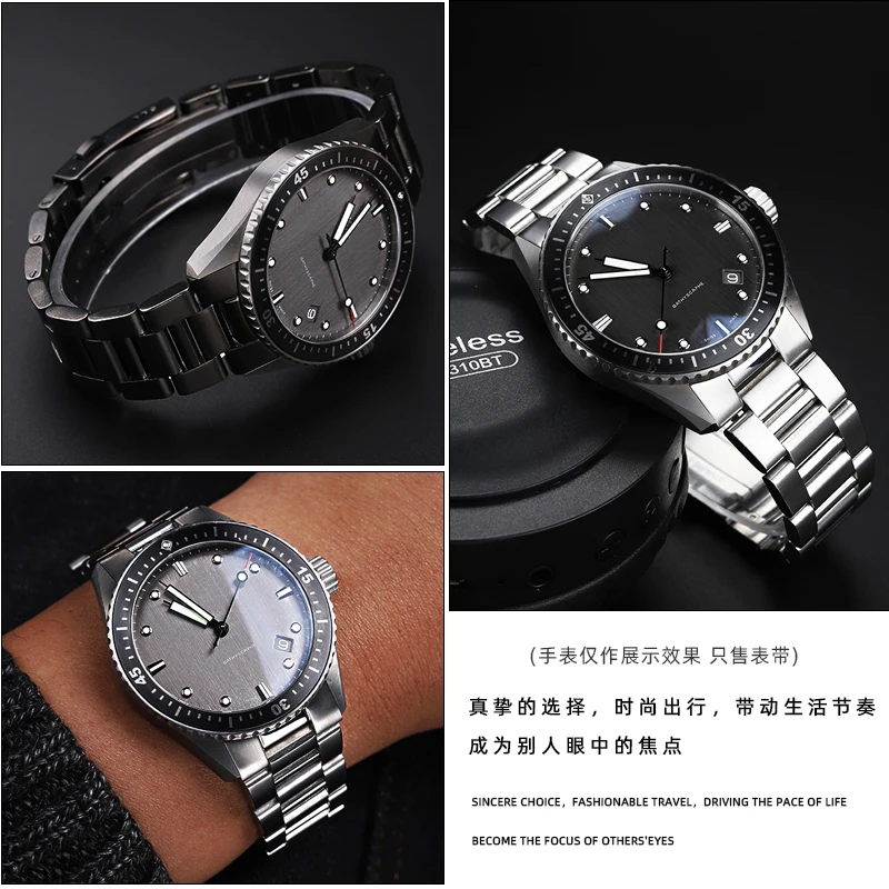 Correa de acero inoxidable con extremo curvado de 23MM para Blancpain Fifty Fathoms serie 5000 5015, correa de reloj sólida para hombre, cadena de reloj de alta calidad