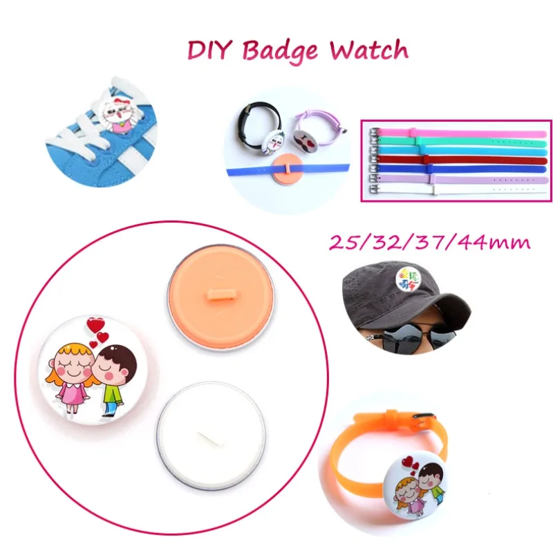 100 Pcs Badge Consumables Romance Silicone Wristband Rubber 25mm Badge Machine DIY Blank Materials Badge Hat Accessories