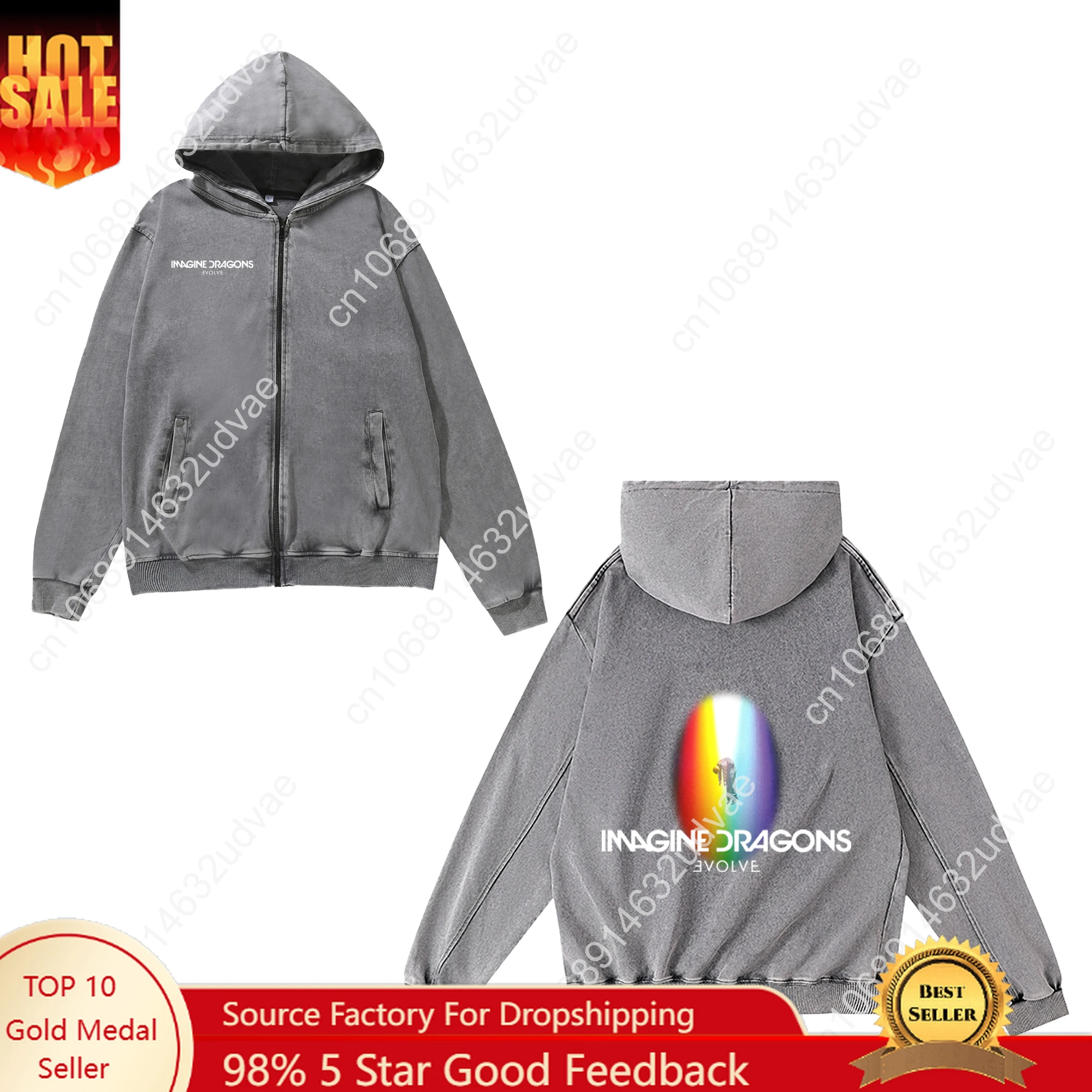 

Imagine Dragons Zipper Sweatshirt Man Woman Teenager Retro Hoodies Vintage Pullover Sweat Shirt with Pocket Full Zip Jacket Tops
