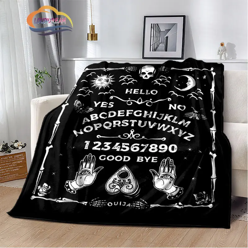 Witchcraft Satan blanket Ouija board with hands occultism Flannel  Sun Moon Pentagram Goat devil pattern gothic s