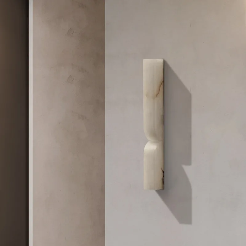 

Light luxury marble living room TV background wall wall lamp strip modern minimalist designer creative master bedroom