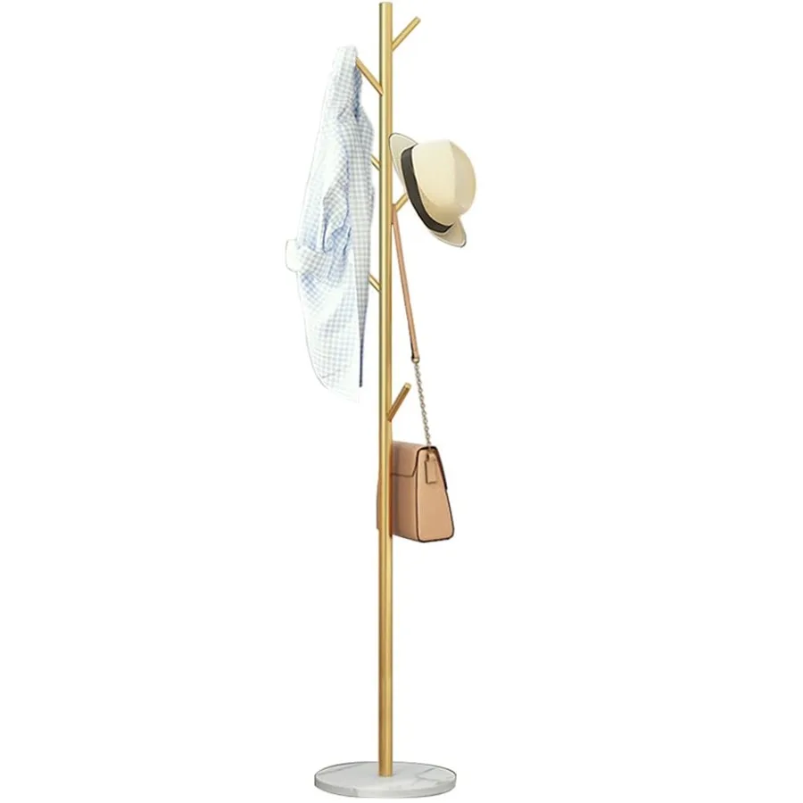 

Metal Coat Rack Freestanding Coat Rack Stand with Marble Base Stable Coat Standing Tree w/ 7 Hooks Premium Hat Hanger Hall Tree