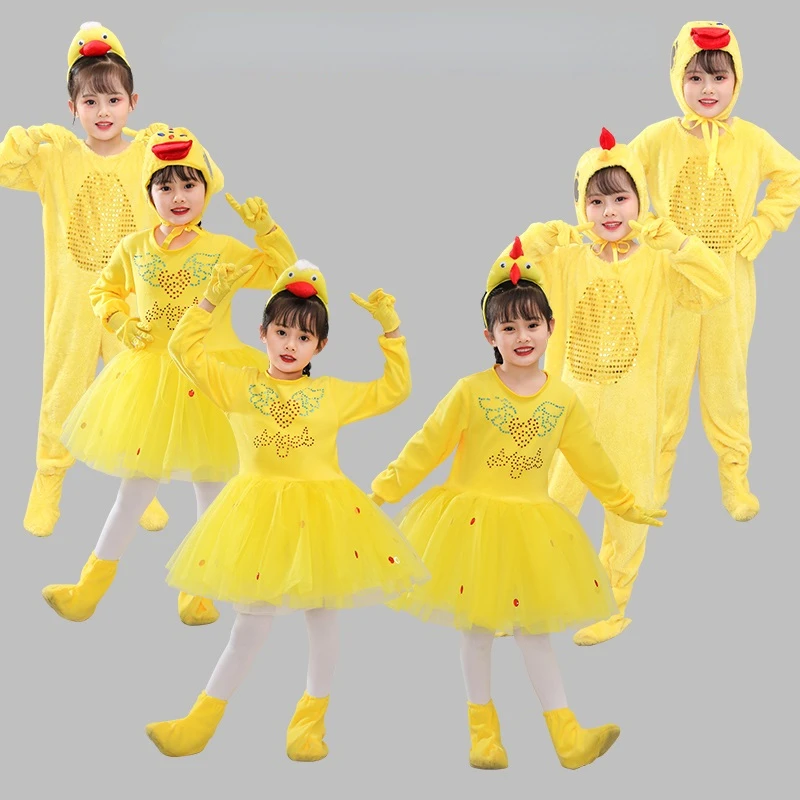 

New Children Kids Cartoon Child Soft Chicken Chick Duck Costume Headband Animal Gift Birthday Party Clothes Children's Day