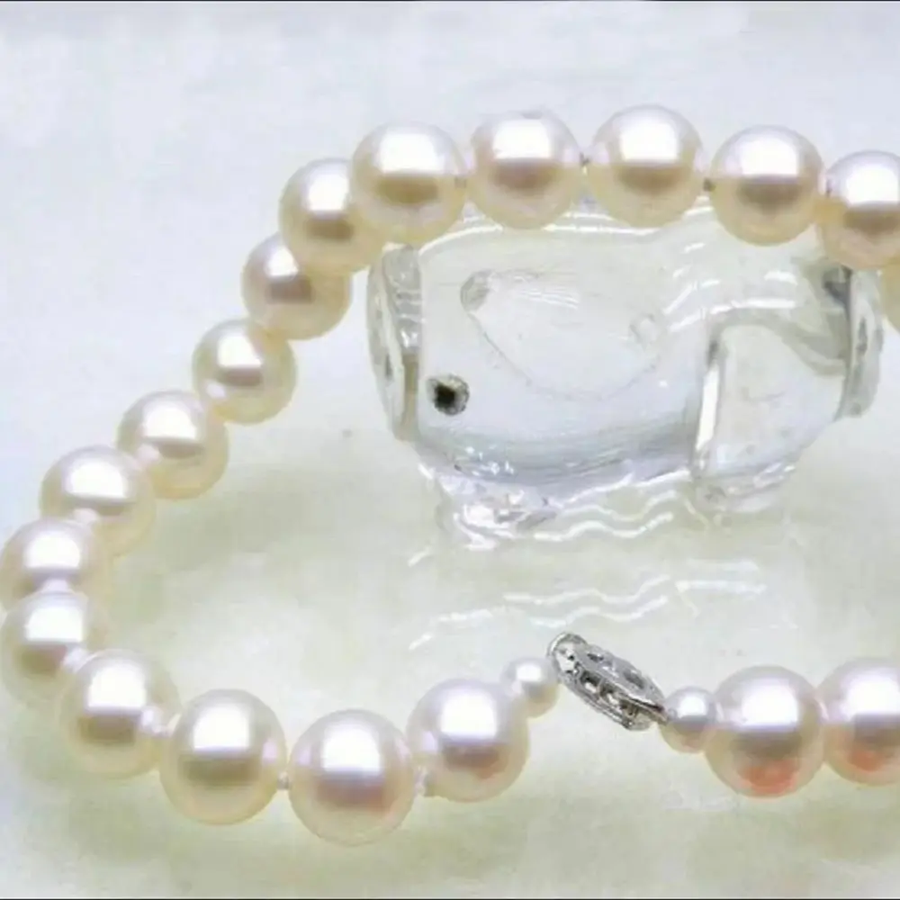 Stunning AAA 9-10MM NATURAL WHITE AKOYA PEARL BRACELET 7.5-8 INCH 925S Freeshippings Items