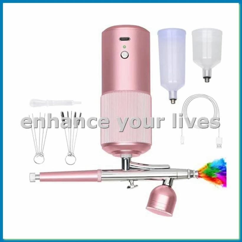 Airbrush Set - Rechargeable Handheld Airbrush Compressor, Cordless Automatic for Nail Art, Cosmetics, Cake Decorating-A79U