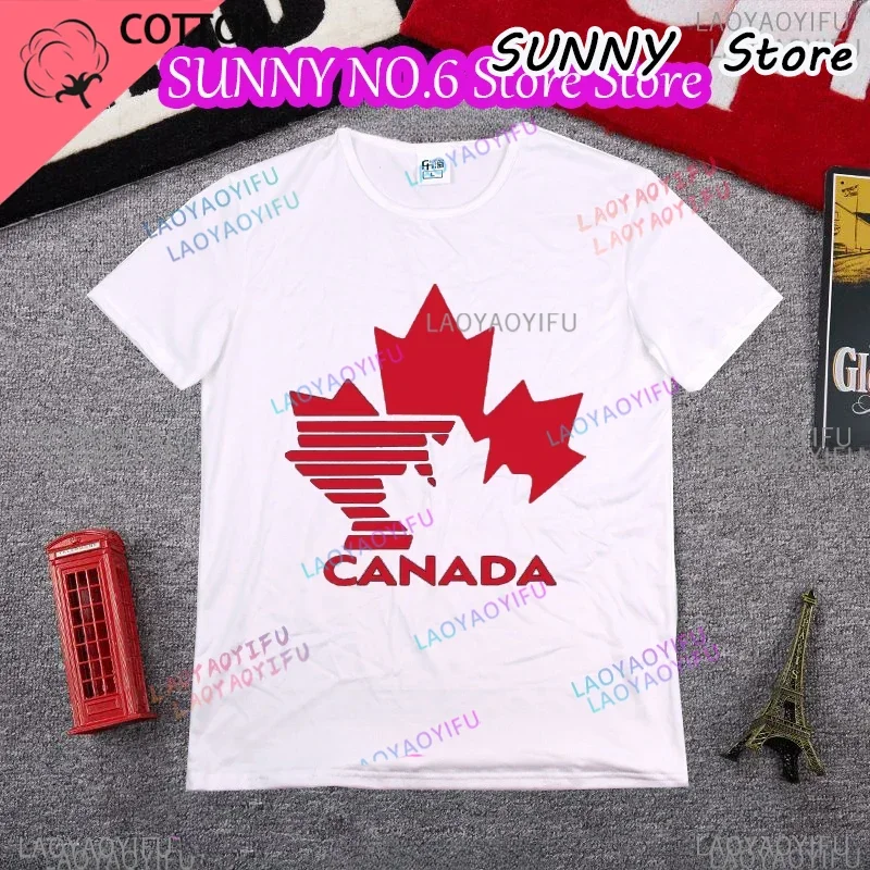 Team Canada Retro 80's Hockey Logo Casual  T Shirts Tee Tops Round Neck Short-Sleeve Fashion Tshirt Casual T-shirts