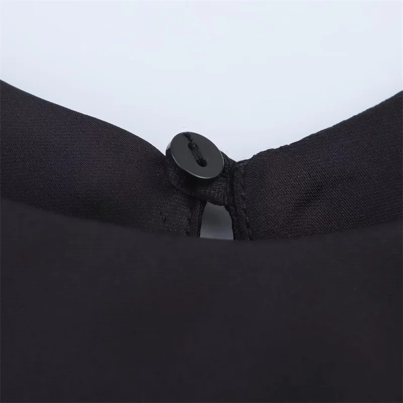 Robe mi-longue en Satin de soie noire pour femmes, tenue Sexy, épaules dénudées, tempérament élégant et personnel élégant, nouvelle collection été 2025