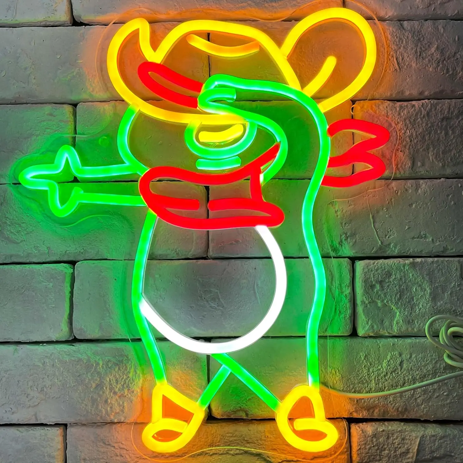 カウボーイフロッグネオンサインハットフロッグアートledネオンライト調光可能子供パーティークラブバー男の隠れ家寝室の壁の装飾誕生日恋人ギフト