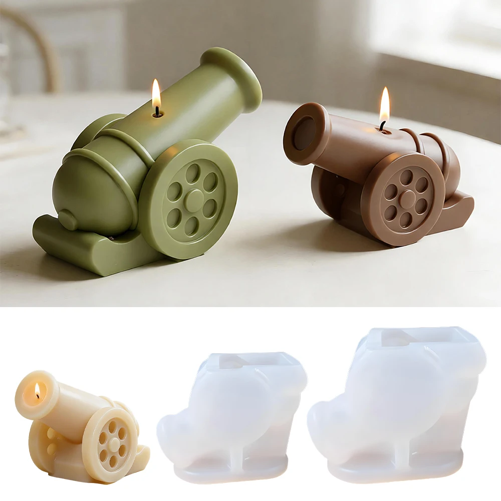 

S0285 Gun Carriage Shaped 3D Moldes de Silicona Epoxy Resin Casting Concrete Craft Artillery Vehicle Candle Making Silicone Mold