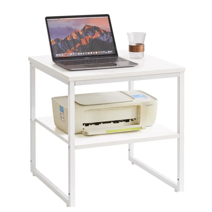 

End Table for Living Room, Small Table Stand 20 Inch, Fridge Stand Printer Table with Adjustable Shelf, Square Tea Coffee Table