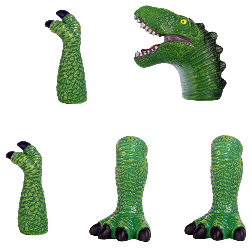 Puppet Dinosaur Hand Toy Finger Toddlers with Feet Animal Puppets Talking Story Green Parent-child