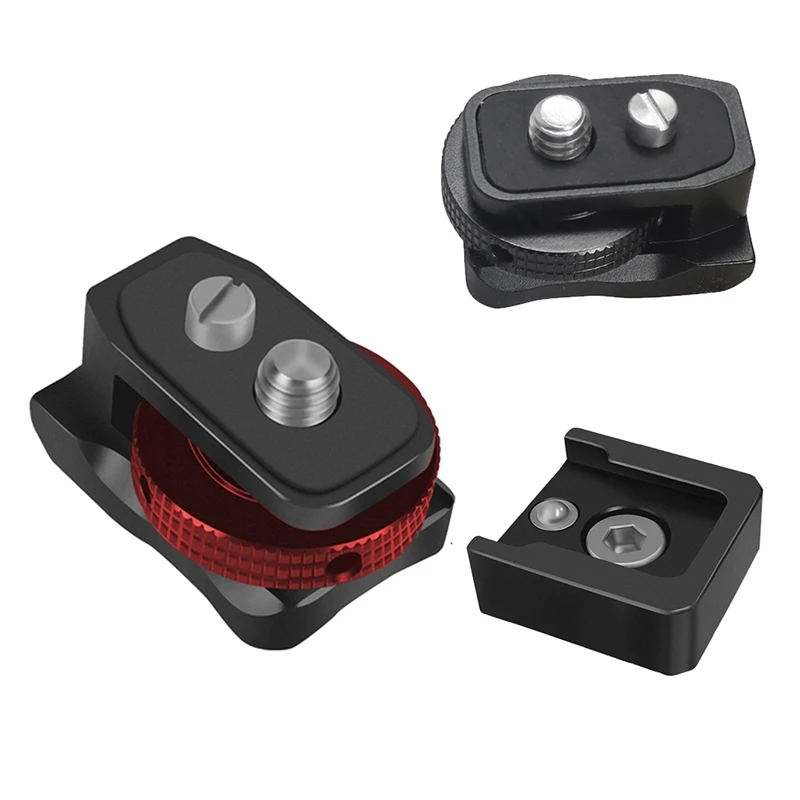 Adaptador Hot-Shoe para DSLR Camera, 360 Graus Rotativo, Camera Rig, Mic, Monitor, Flash Light, Cold Shoe Mount, Segurança, 1/4 "parafuso