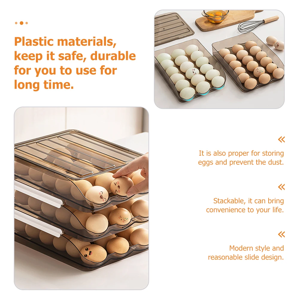 

Egg Storage Box Holder Fridge Chicken And Duck Eggs Container Plastic Bins with Drawers Dispenser