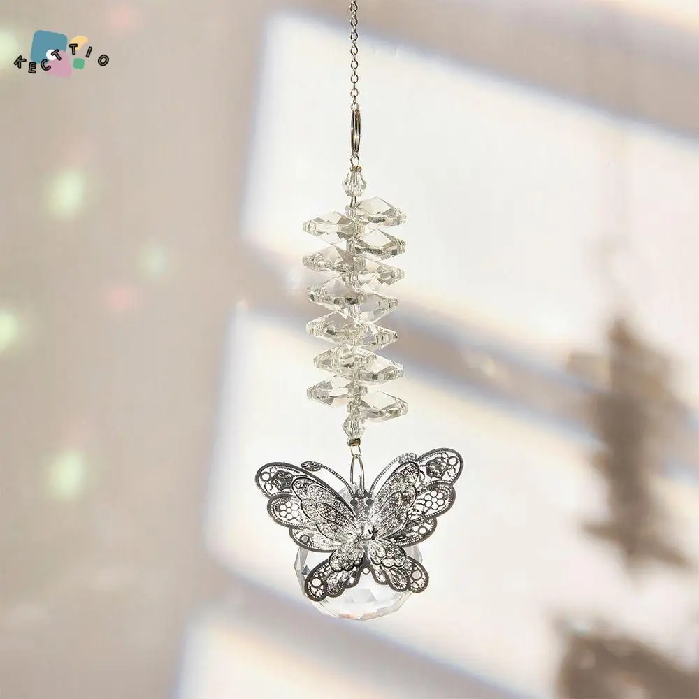 

Fashion Handmade Crystal Wind Chime Hanging Shiny Crystal Prism Pendant Unique Octagonal Bead Suncatchers Outdoor