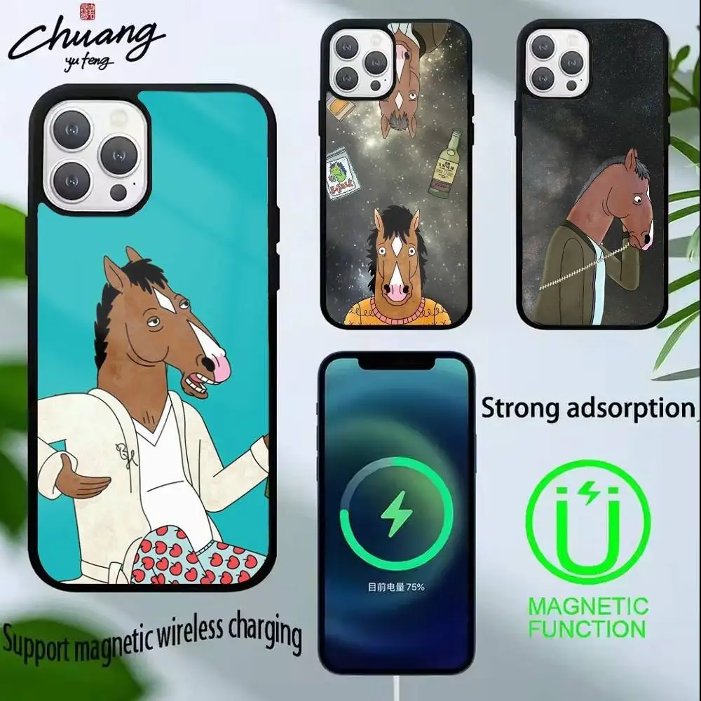 

Cartoon B-BoJack Horsemans Phone Case For iPhone17,16,15,14,13 Plus,Pro Max Magnetic For Magsafe Wireless Charging