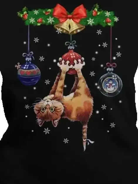 

Merry Christmas Funny Cat Christmas Women's T-Shirt