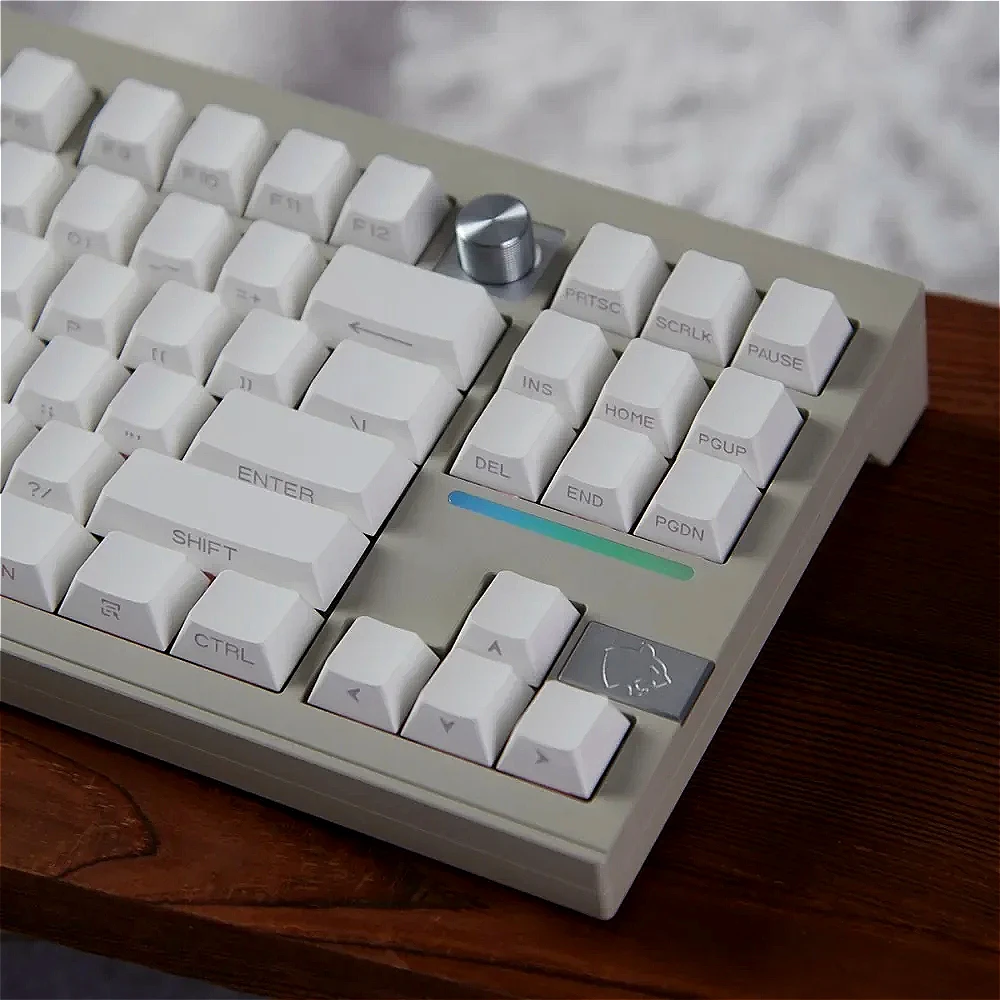 

131 Keys, White, Side Transparent Keycap PBT Cherry, Outline, Mint Keycap, Mechanical Keyboard for MX Switch Gaming