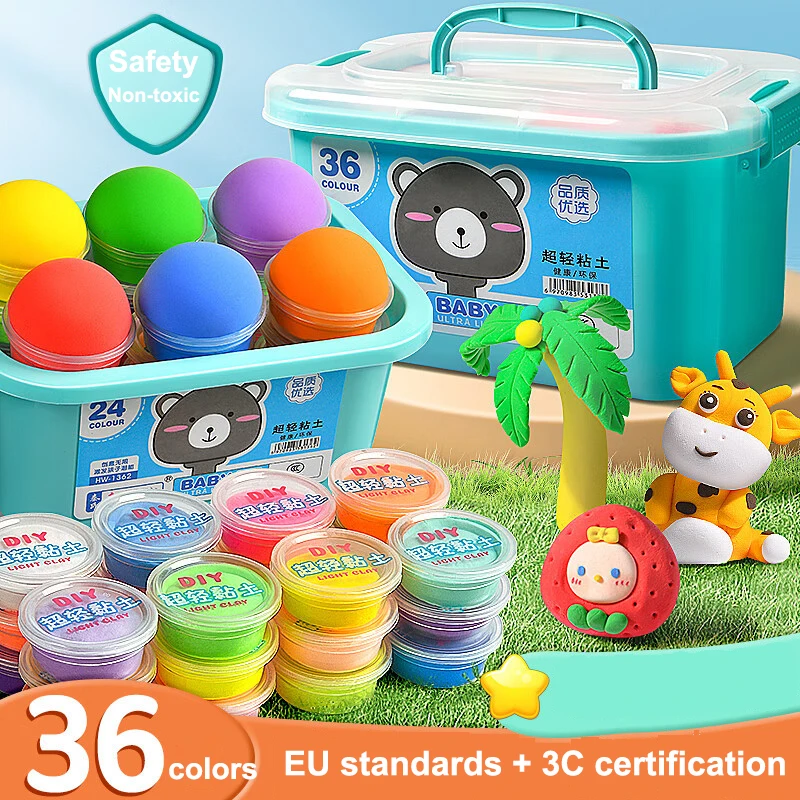 36-color Bucket Clay Set Safe and Non-toxic Children\'s DIY Clay Toys with Tools Children\'s Educational Toys and Birthday Gifts