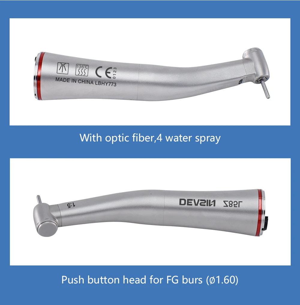 Z85L Red Ring MINI Kopf Dental 1:5 LED Optic Fiber Zunehmende Niedrige Geschwindigkeit Handstück Contra Winkel Inneren Wasser Spray zahnarzt werkzeug – Detail 7