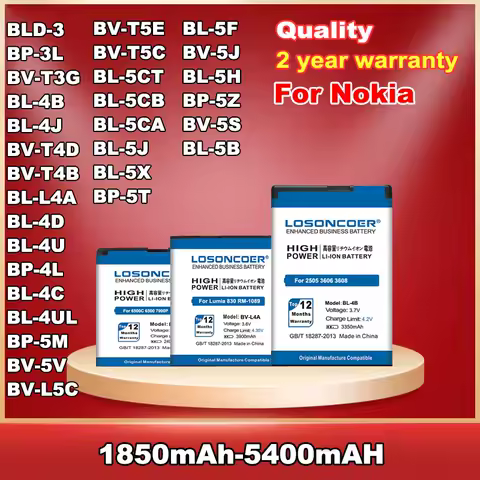 Battery For Nokia BLD-3 BP-3L BV-T3G BL-4B BL-4J BV-T4D BV-T4B BL-L4A BL-4D BL-4UL BP-4L BL-4L BL-4C BP-5M BV-5V BV-T5E BL-5B