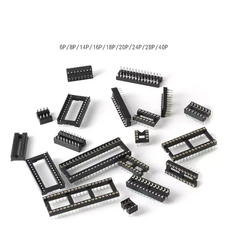 IC Socket DIP6 DIP8 DIP14 DIP16 DIP18 DIP20 DIP28 DIP40 Pins Flat / Round Hole Connector DIP Socket 6 8 14 16 18 20 24 28 40Pin