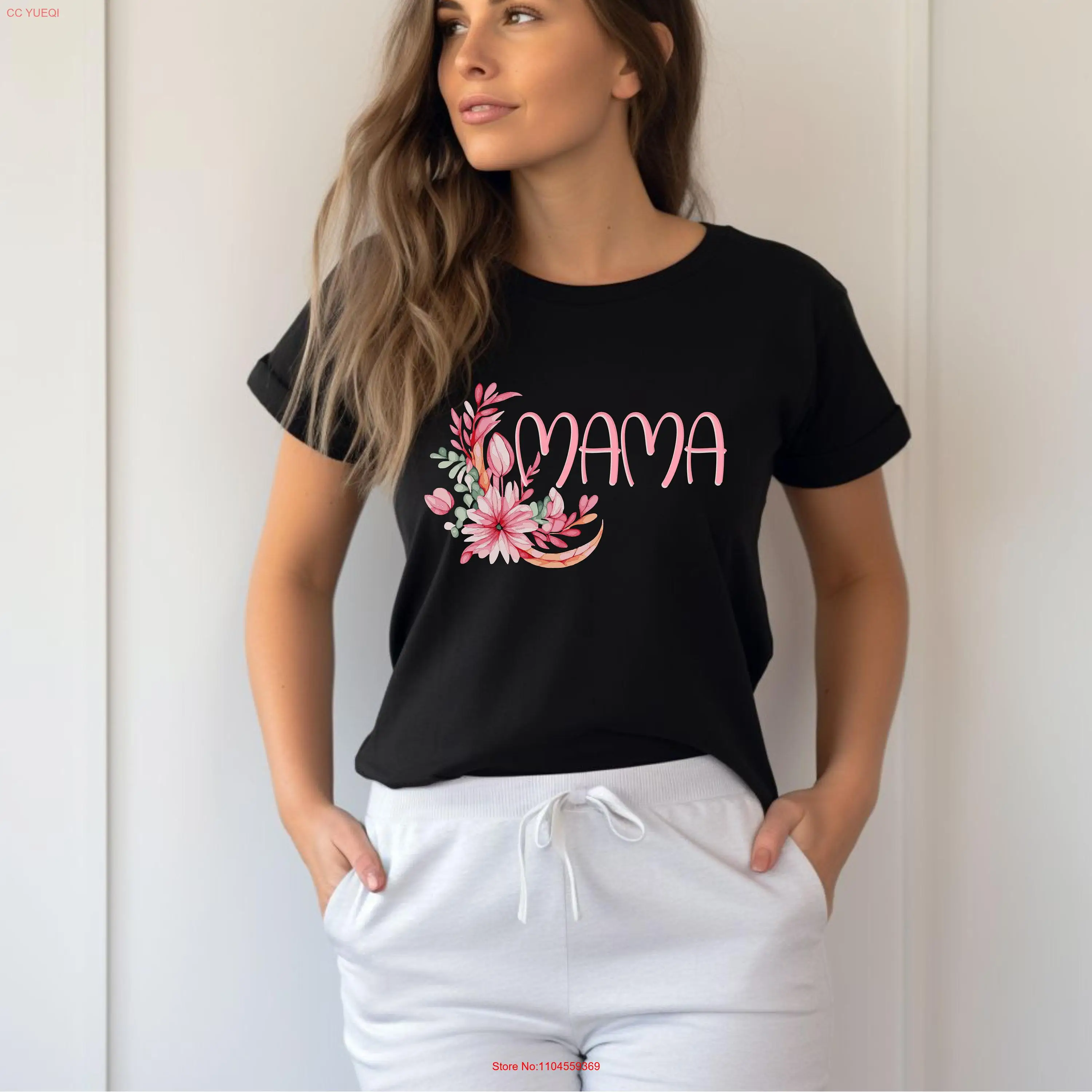 

Retro floral mom t shirt for mother's day long or short sleeves