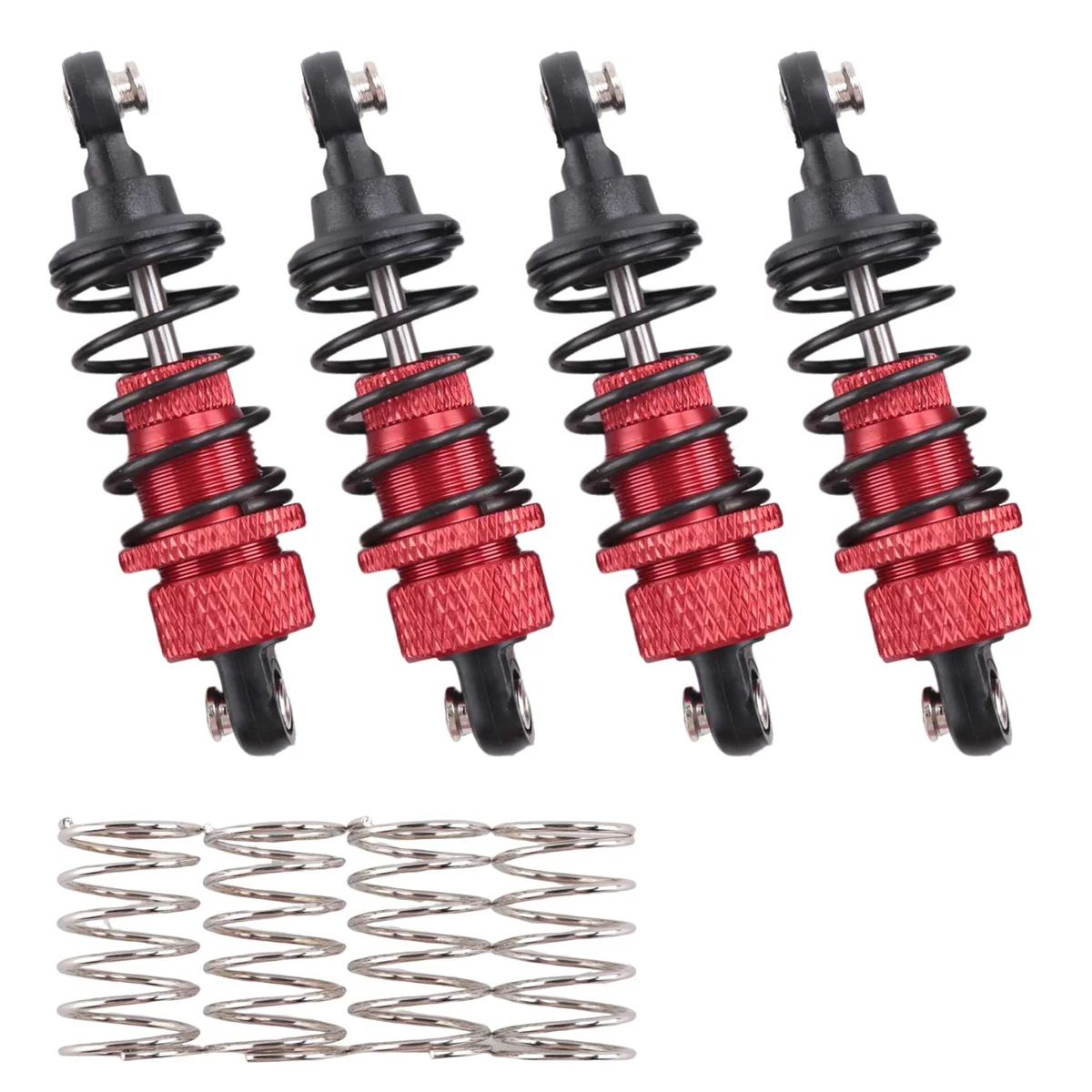 4Pcs RC Cars Aluminum Shock Absorber Front & Rear Damper for Tamiya TT-01 TT01 /TT02 M5 M6 1/10 RC Upgrade Parts Red