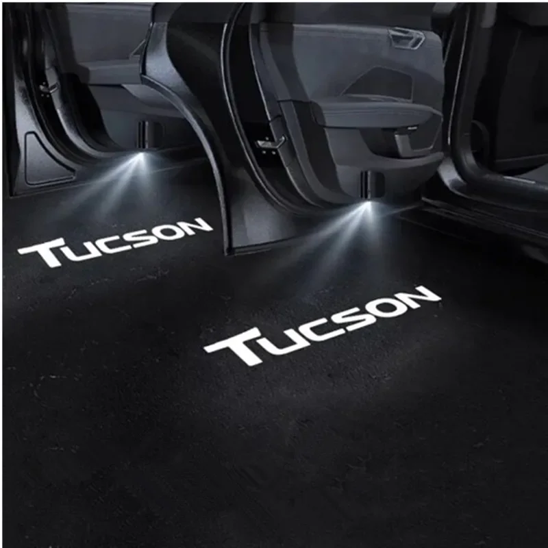 Car Led Welcome Lights Courtesy Projector Ghost Shadow Logo Emblem Light For Hyundai Tucson JM TL NX4 2005 2006-2023 2024