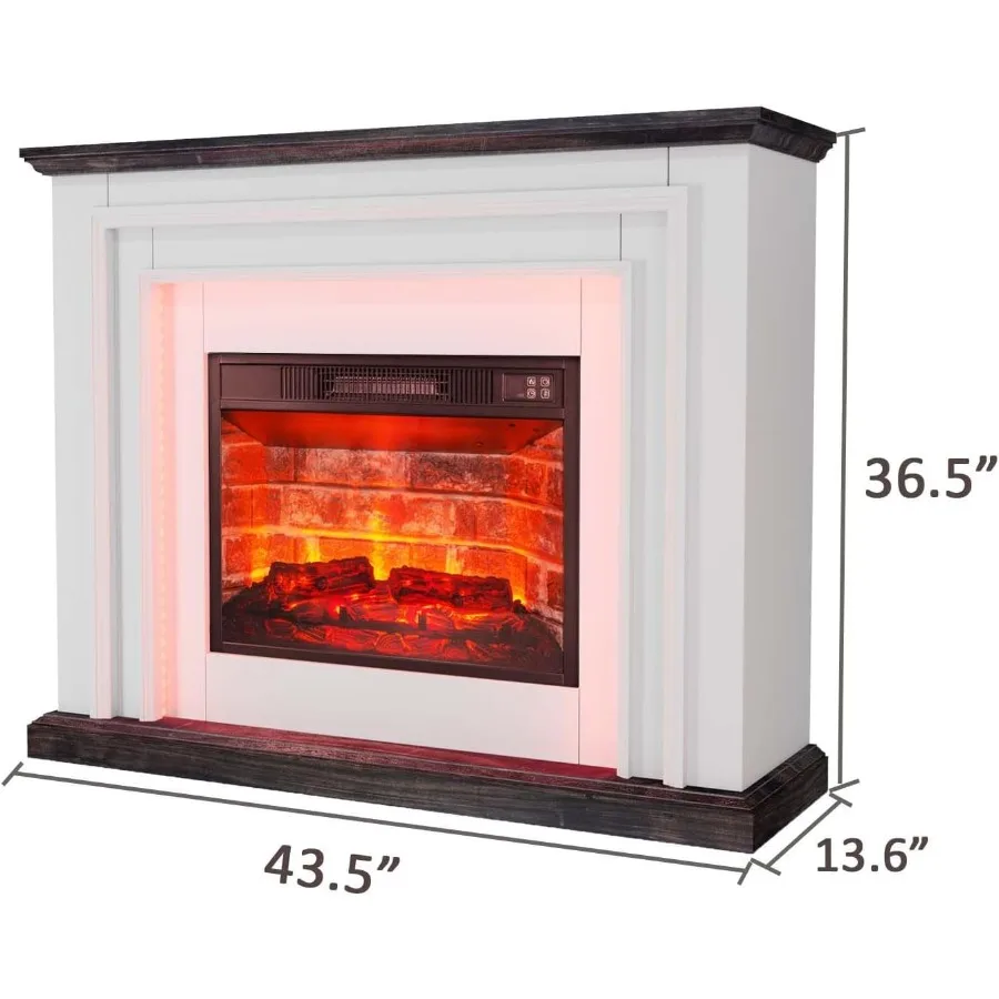 44 مدفأة كهربائية مع مركز ترفيهي LED Mantel يتميز 23 تصميم مدفأة من الطوب الأحمر لغرفة النوم وغرفة المعيشة