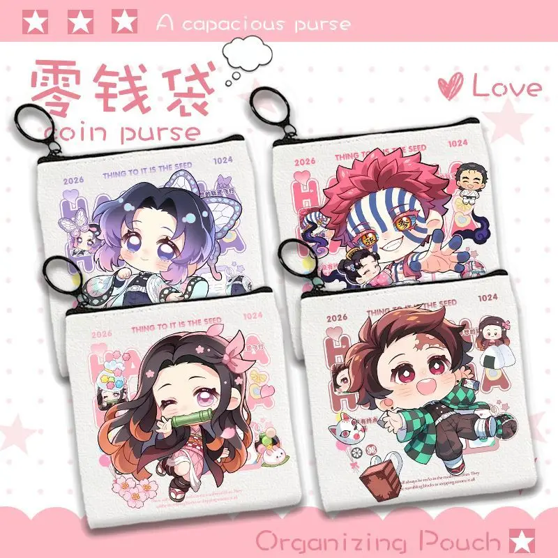 Demon Slayer Kamado Tanjiro Kamado Nezuko Kochou Shinobu Akaza Cartoon Niedliche Münzbörse Kreative Anime-Merchandise Aufbewahrungstasche – Detail 6