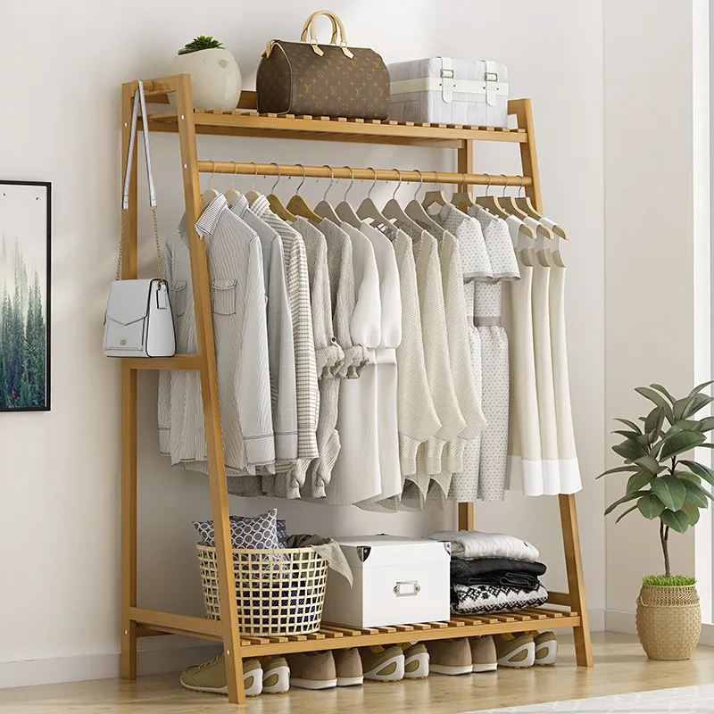 Floor-to-ceiling hanger, simple bold solid wood bedroom coat rack, hanging hanger, household drying rack, removable rack image 2