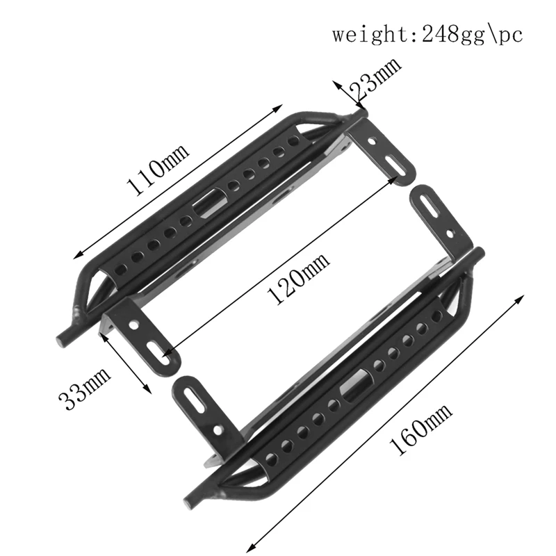 2Pcs Metal Pedals Side Steel Sliders Footboard For 1/10 Traxxas/TRX4/Defender T4 RC Crawler Car Accessories