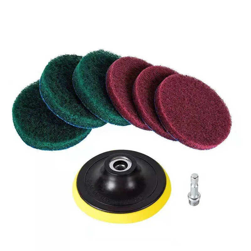 1 pz 4 "100mm Round Hook & Loop tampone abrasivo industriale disco adesivo 180 #320 # tampone per lucidatura in fibra di Nylon per la pulizia della molatura