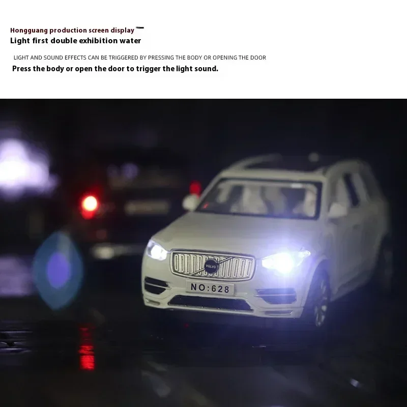 VOLVO XC90 SUV modelo de coche de aleación, juguete de Metal fundido a presión, sonido y luz, adornos de Control Central, regalo para niños, 1:32