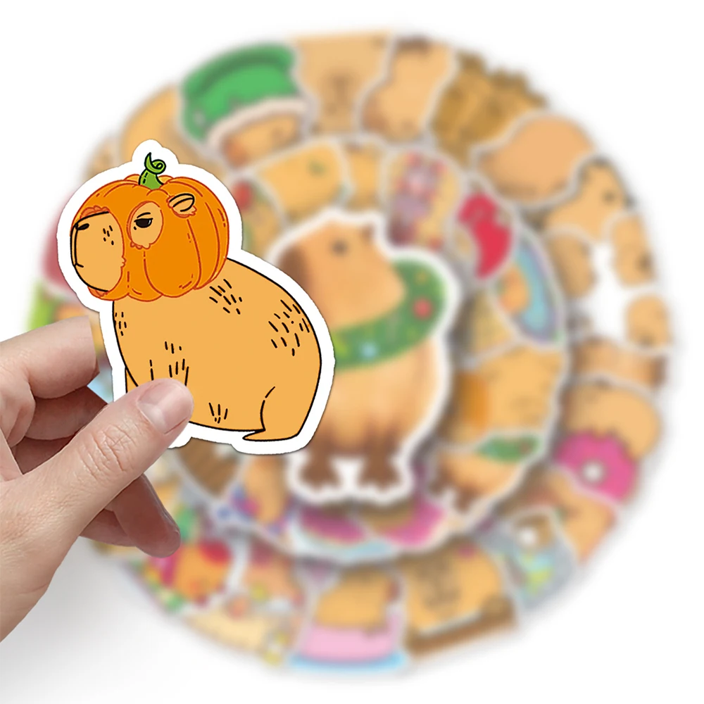 10/30/50 Buah Stiker Decal Capybara Coklat Hewan Lucu Koper Ponsel Laptop Stiker Alat Tulis Buku Harian Mainan Klasik Anak-anak