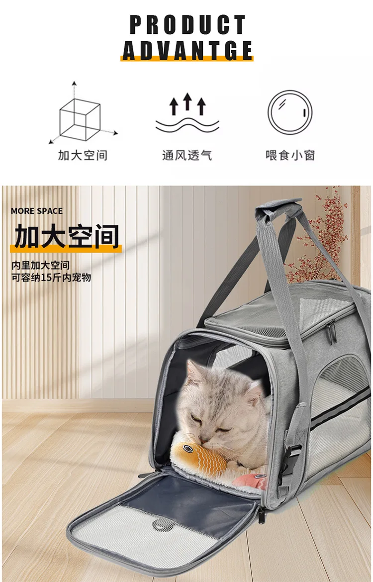 Portable Go Out Pet Handbag Simple Shoulder Straddle Pet Carrier Foldable Breathable Transparent Cat and Dog Bag cat cage