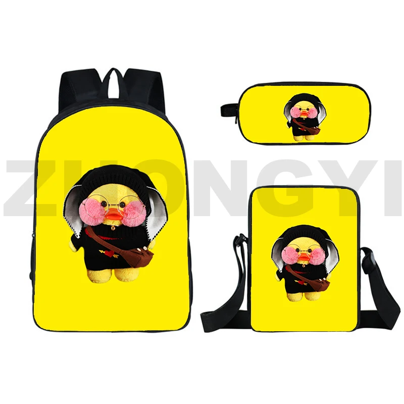 

3D Kawaii Anime Lalafanfan Duck Backpacks for Teenager Girls Laptop School Bags 3 Pcs/Set Mens Bookbag Travel Women Backpack