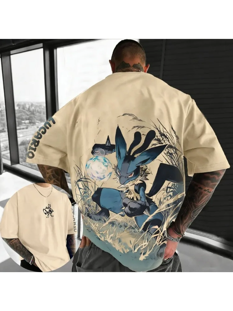 Übergroße Cosplay-Kostüme Pokémon Lucario Sommer 2026 Neues Produkt Harajuku Anime Bedrucktes Y2K Hip Hop Casual Unisex T-Shirt
