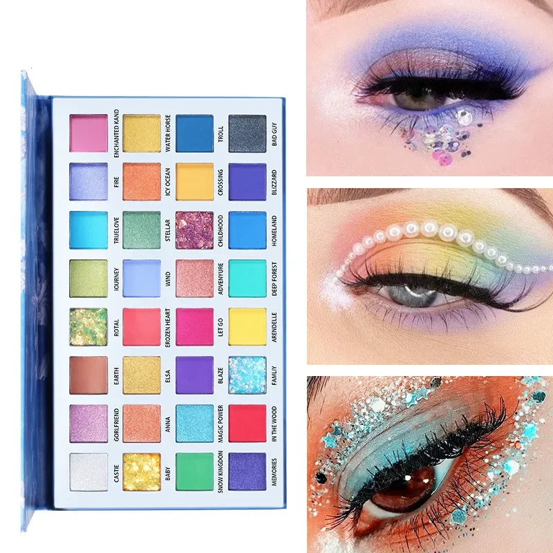 

32 Color Eyeshadow Palette Snowflake Matte Shimmer Super Brilliant Large Sequin Pearlescent Eye Shadow makeup Long-lasting