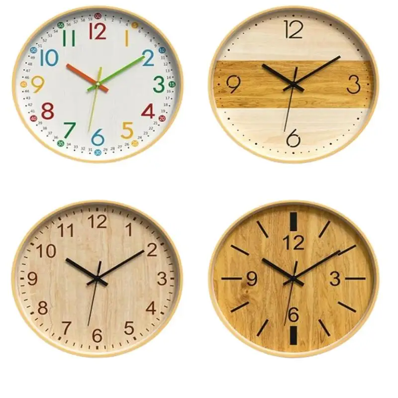 Silent Kids Wall Clock, 12 Inch Non Ticking Quartz Battery Operated Colorful Decorative Clock For Children Nursery Room Bedroom