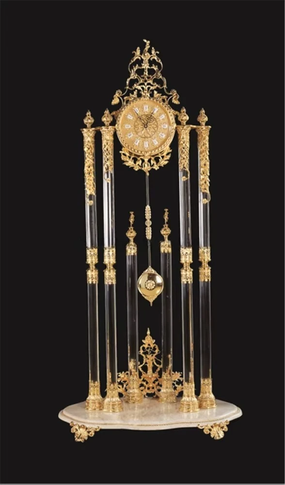 All-in-One Easy  Decorative Pendulum Clock Luxury Italian Antique 24K Gold Plated Grandfather Floor Clock​