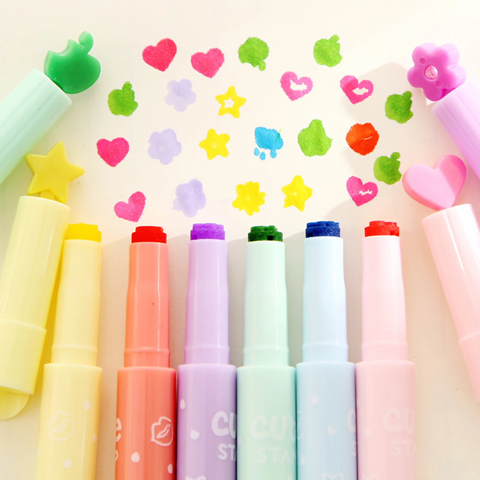 

Fluorescent Cute Stamp Marker Pen Multifunctional DIY Different Patterns Marker for Writing Notes Scrapbooks