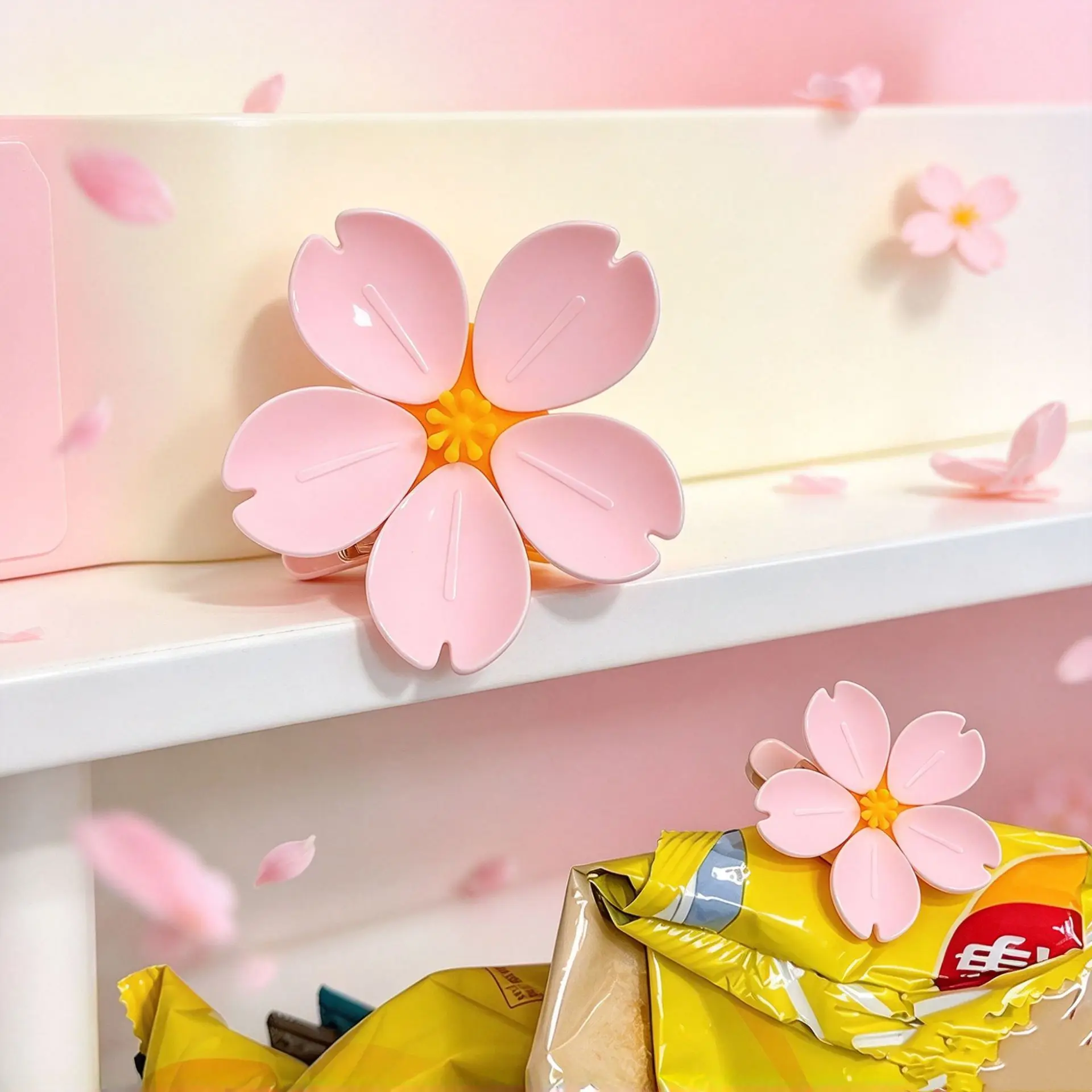 Sakura Flower Magnetic Bag Clip Fridge Magnet Food Snack Sealing Clamp Kitchen Gadget Home Decor
