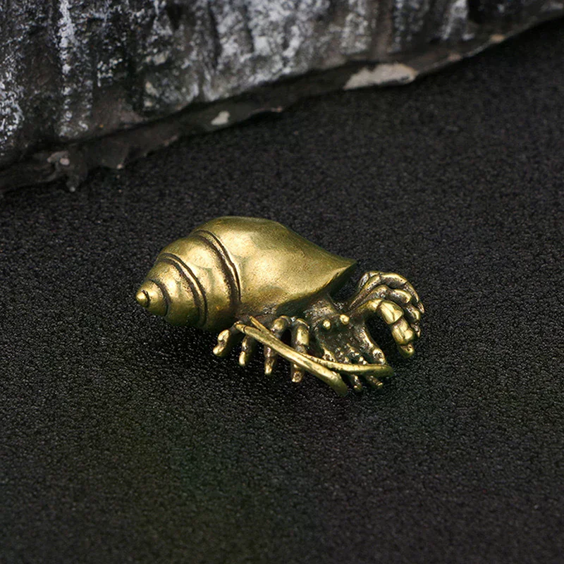 Vintage Brass Hermit Crab Figurines Marine Organisms Animal Statues Crafts Ornaments Office Desk Decorations Home Decor view 3
